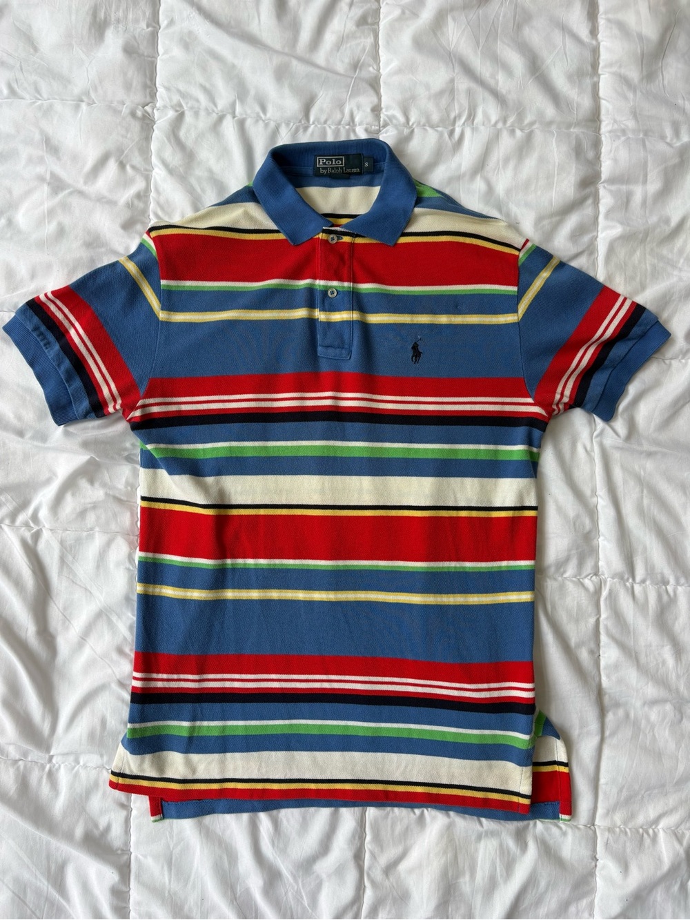 Ralph Lauren Men’s Striped Polo in Blue, Red, Green & White